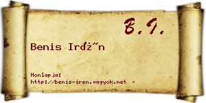 Benis Irén névjegykártya